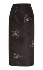 Rochas Floral-print Duchess-satin Midi Pencil Skirt