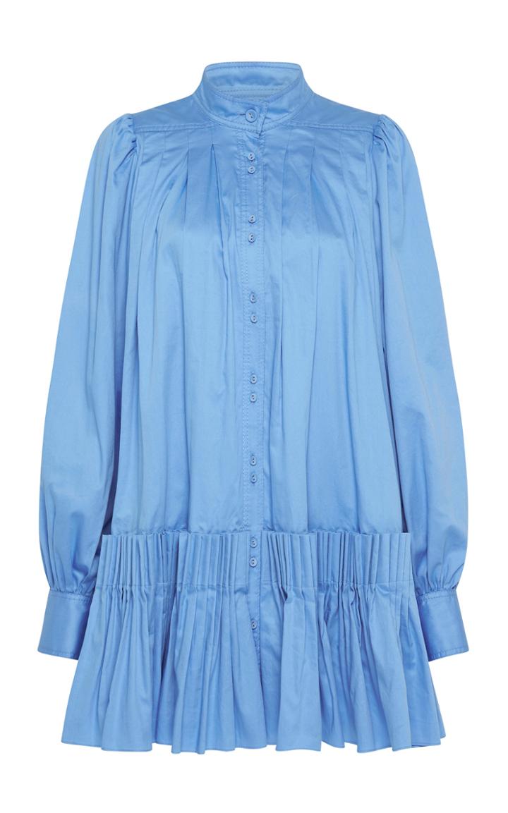 Moda Operandi Aje Pavillon Pleated Cotton Mini Shirt Dress