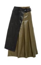 Cdric Charlier Contrasting Buckle-detailed Vinyl Midi Skirt