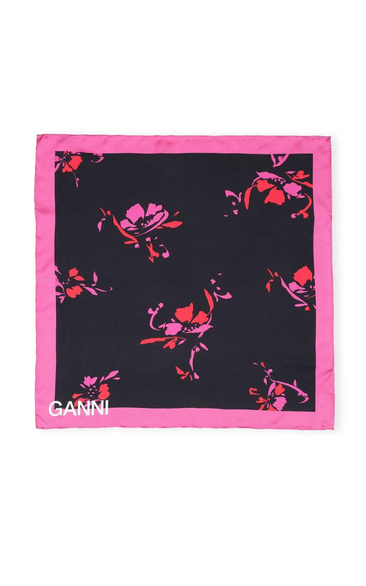 Ganni Printed Silk Twill Scarf