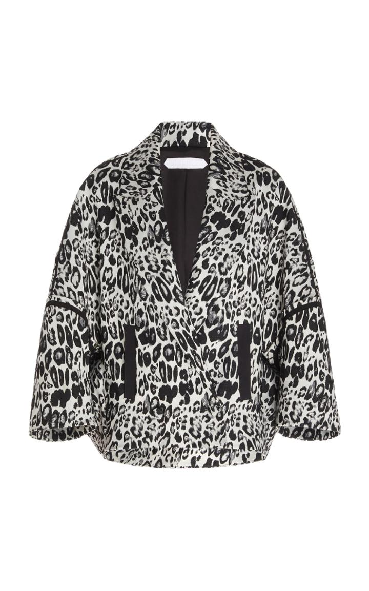 Moda Operandi Unttld Leopard Jacquard Cocoon Jacket Size: 4