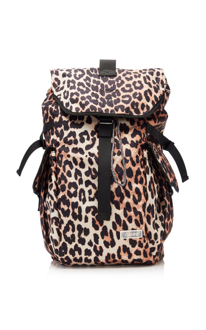 Ganni Leopard-print Shell Backpack