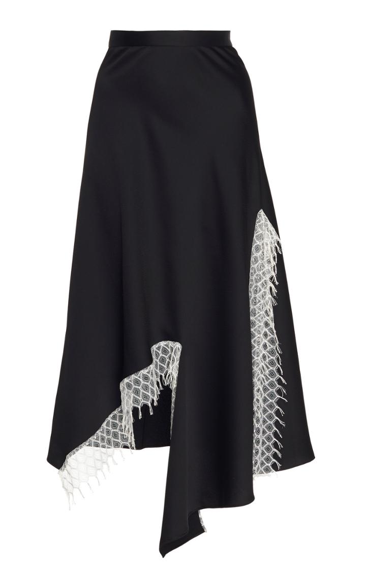 Christopher Esber Dual Split Lattice Lace Satin Skirt