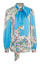 Moda Operandi Tory Burch Printed Satin Bow Blouse