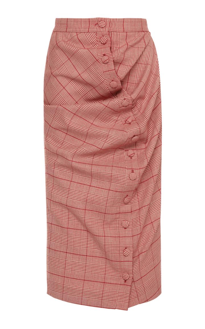 Y/project Twist-detailed Plaid Wool Midi Skirt