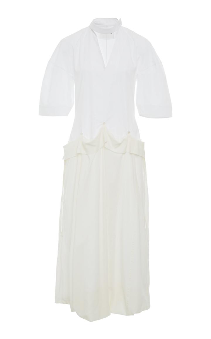 Jil Sander Milan Draped Cotton Midi Dress