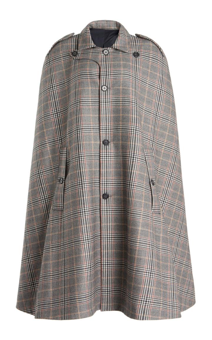 Moda Operandi Roland Mouret Woolbridge Checked Wool-blend Cape