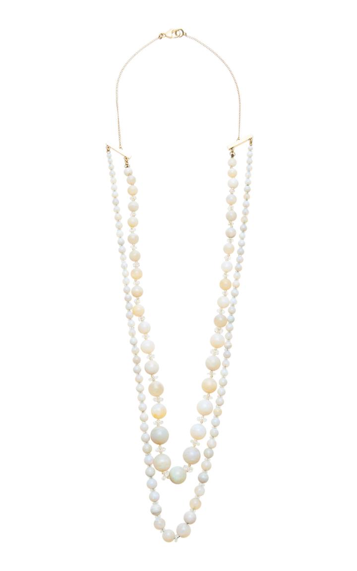 Renee Lewis Layered 18k Gold Opal And Quartz Necklace
