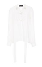 Derek Lam Silk Long Sleeved Lace Up Blouse
