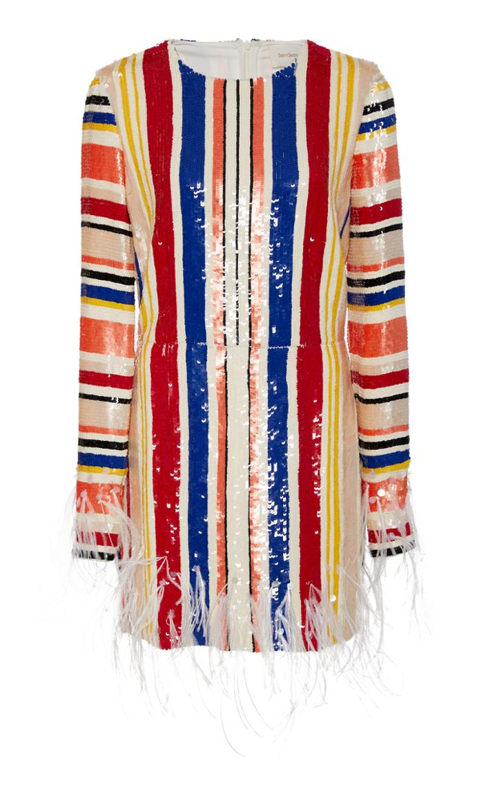 Semsem Rafah Sequin Striped Mini Dress