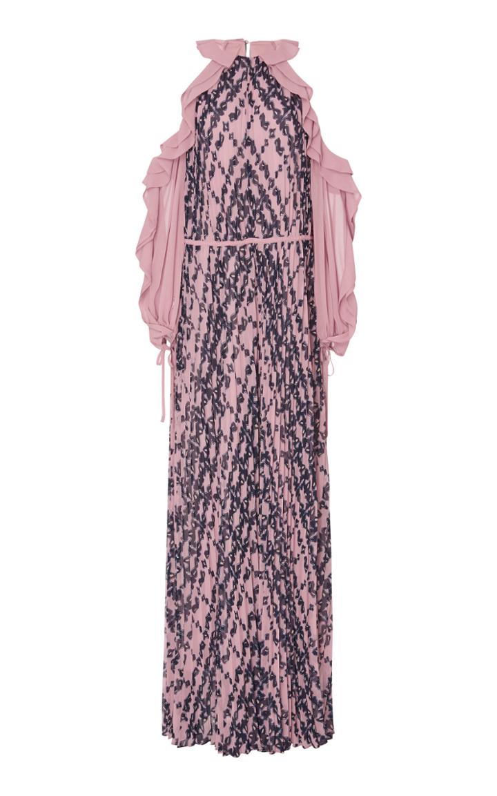 Self Portrait Cold-shoulder Printed Chiffon Maxi Dress