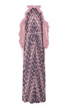 Self Portrait Cold-shoulder Printed Chiffon Maxi Dress