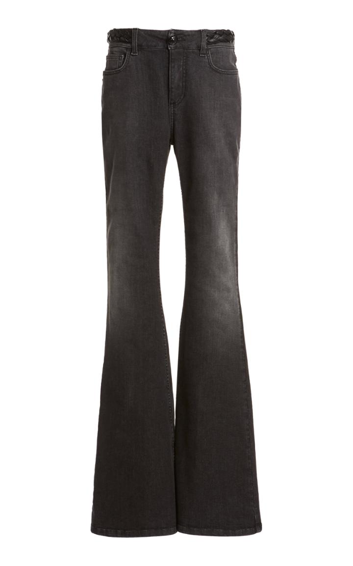 Moda Operandi Dundas Braided Leather Detailed Flared-leg Jeans