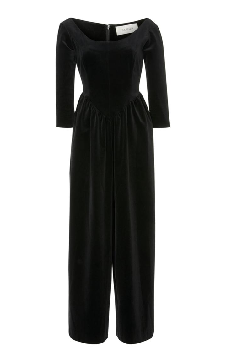 Isa Arfen Wide Leg Velvet Jumpsuit