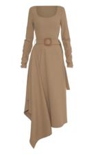 Lado Bokuchava Belted Cotton-blend Square Neck Dress