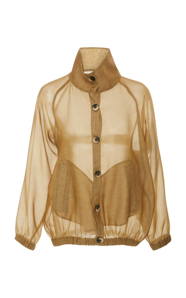 Zeynep Aray Collared Silk And Linen Jacket