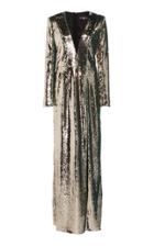 Paule Ka Sequined Pallettes V Neck Gown