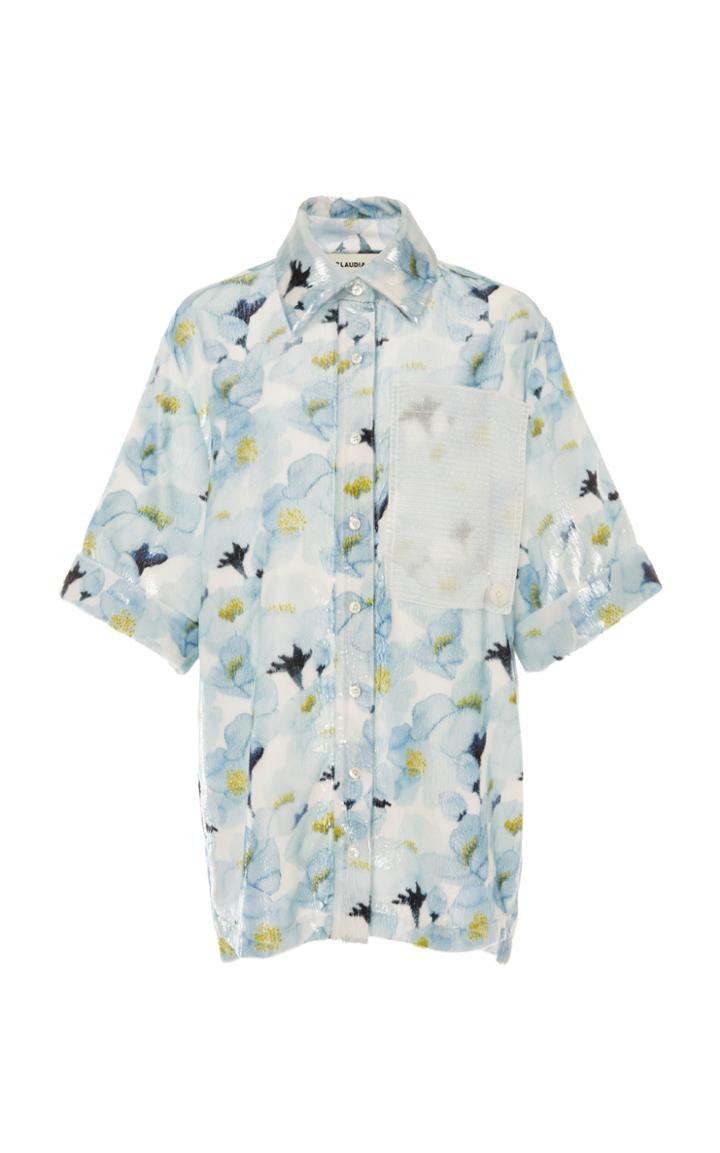 Claudia Li Oversized Floral Rugby Shirt