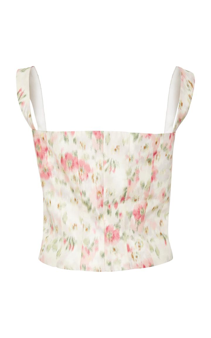 Brock Collection Tayten Floral-print Silk-voile Corset Top