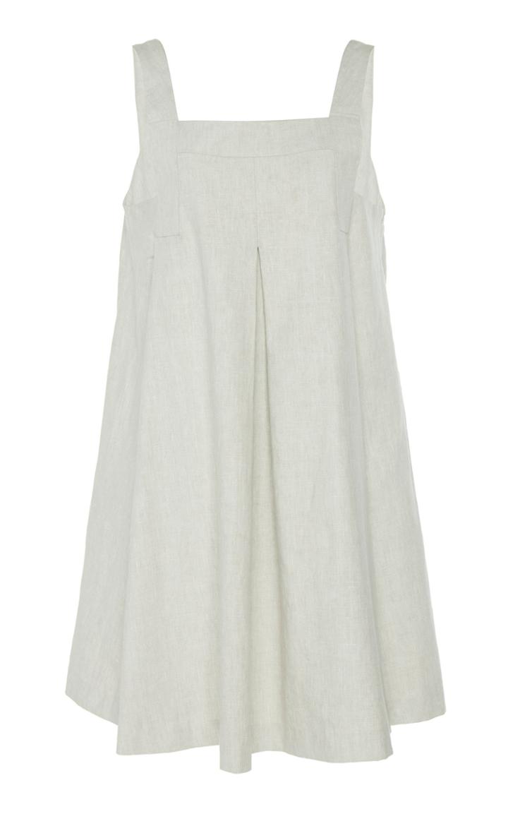 White Story Capri Stone Linen-blend Pleated Romper