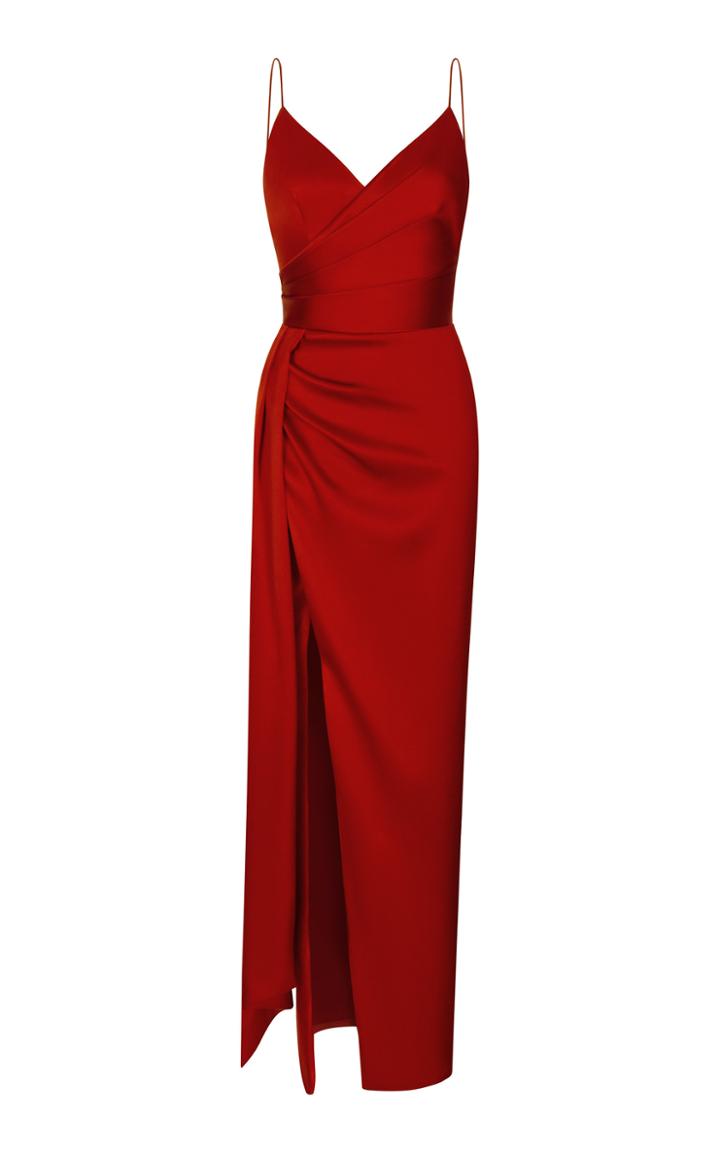 Moda Operandi Rasario Ruched Sleeveless Satin Dress