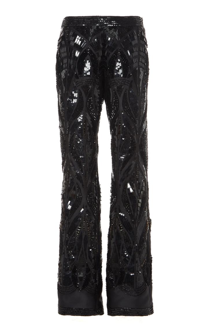 Moda Operandi Alberta Ferretti Embellished Mikado Straight-leg Pants