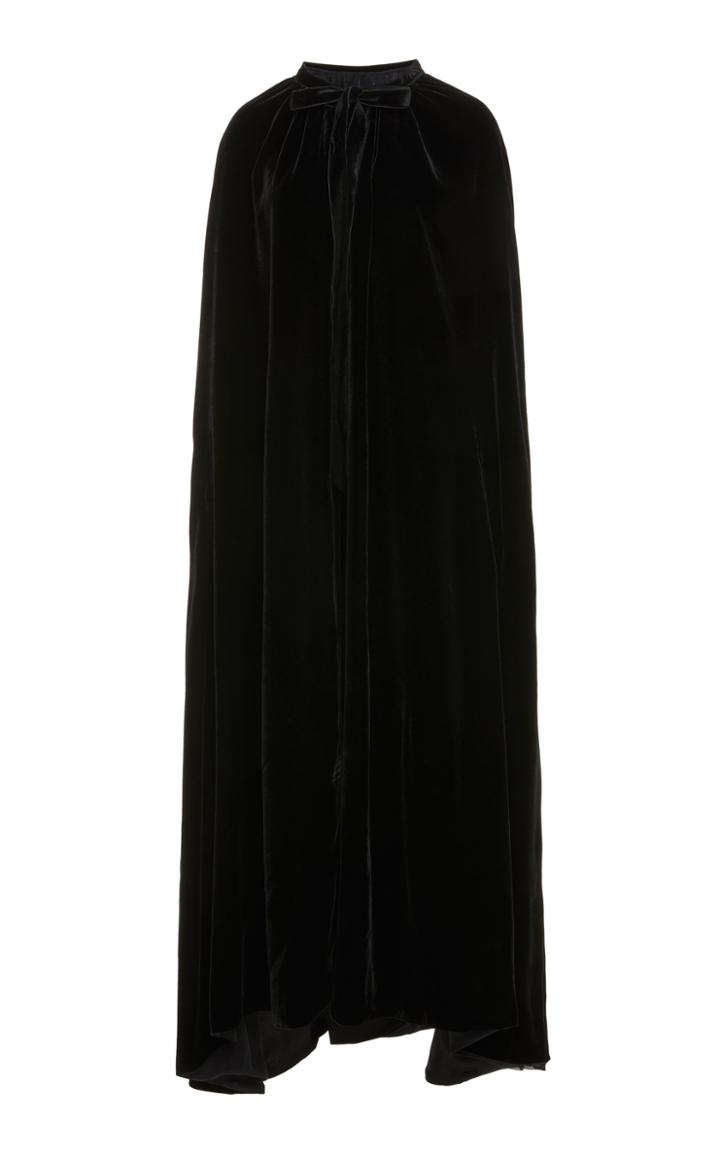 Monique Lhuillier Velvet Long Gathered Cape