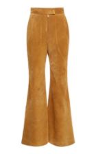 Moda Operandi Alberta Ferretti Suede Leather Flare Trousers Size: 36