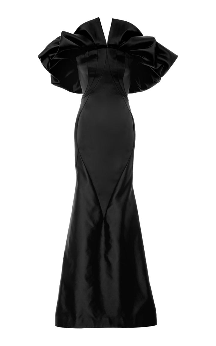 Zac Posen Pleated Shoulder Gown