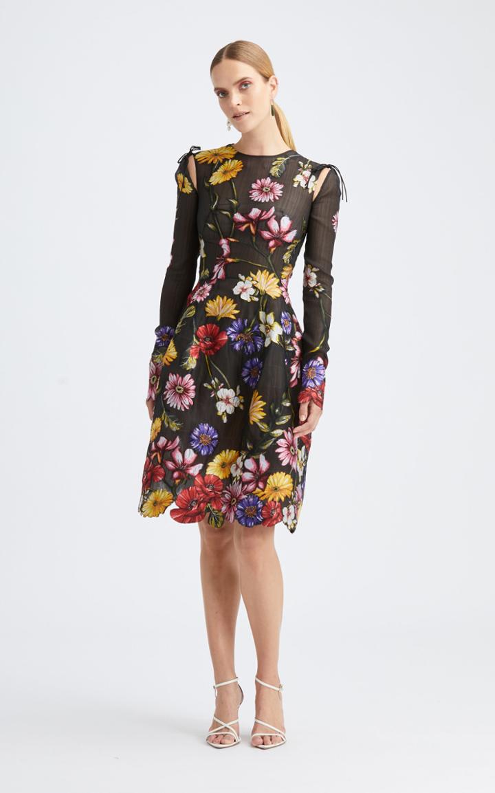 Moda Operandi Oscar De La Renta Floral Silk-blend Cocktail Dress