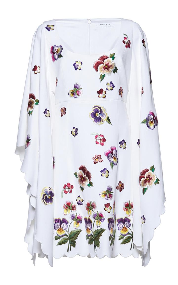 Andrew Gn Flutter Sleeve Floral Dress