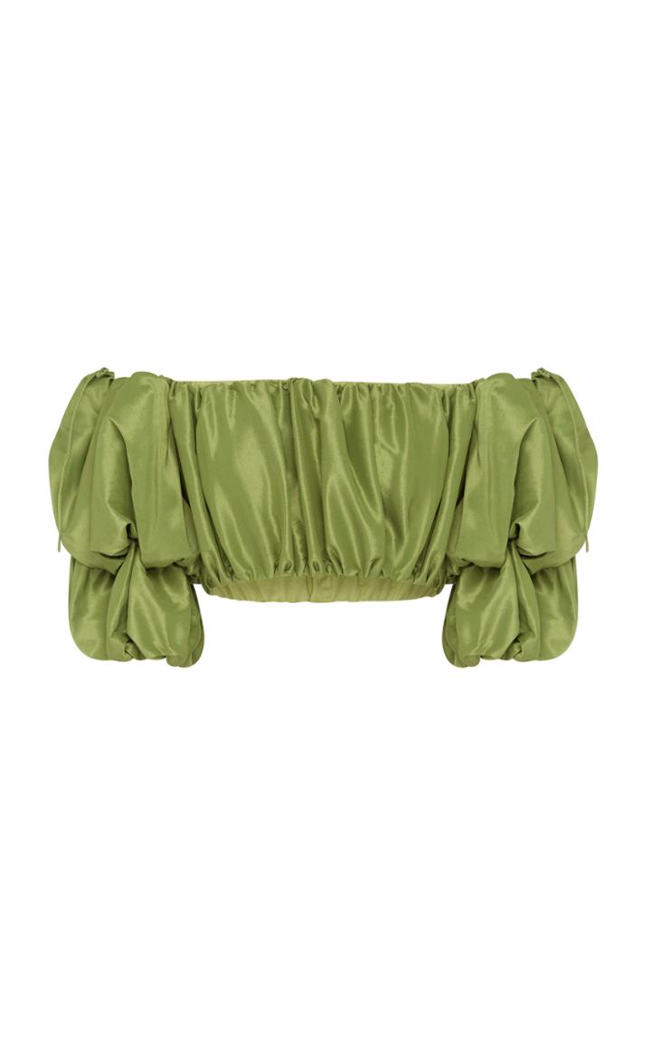 Moda Operandi Aje Interlace Gathered Satin Cropped Top