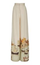Andres Otalora Buque Nautical-print Wide-leg Linen Pants