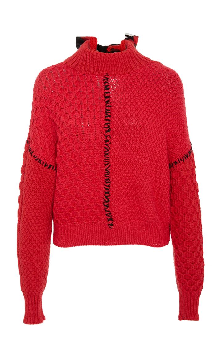 Jonathan Cohen Crewneck Cotton And Silk Waffle-knit Sweater
