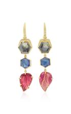 Brooke Gregson Rivera Leaf Pink Tourmaline Diamond Tanzanite Earrings