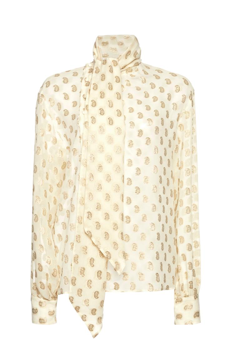 Moda Operandi Etro Pussy-bow Cotton Printed Blouse