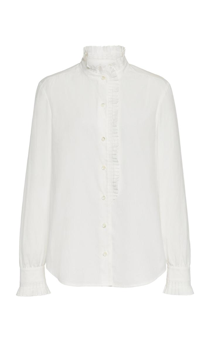 Frame Pleated Cotton-poplin Shirt Size: Xs