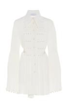 Moda Operandi Andrew Gn Pearl-embellished Pleated Silk Top