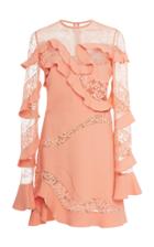 Elie Saab Ruffle And Lace Mini Dress
