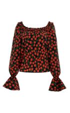 Moda Operandi Agua By Agua Bendita Pia Ruffled Bermelo-print Cotton Poplin Top