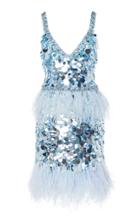 Jenny Packham Feather-embellished Oversized Sequined Dress