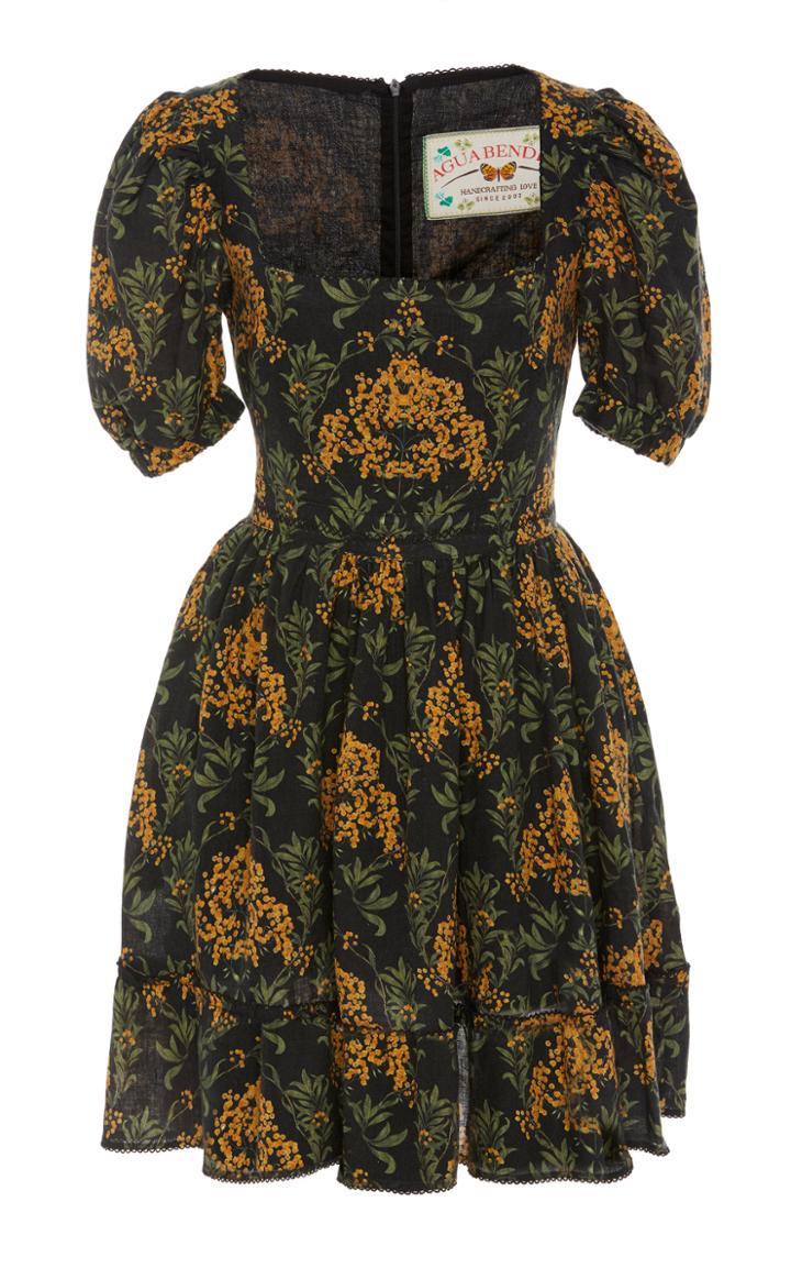 Agua By Agua Bendita Pomelo Floral-print Linen Mini Dress