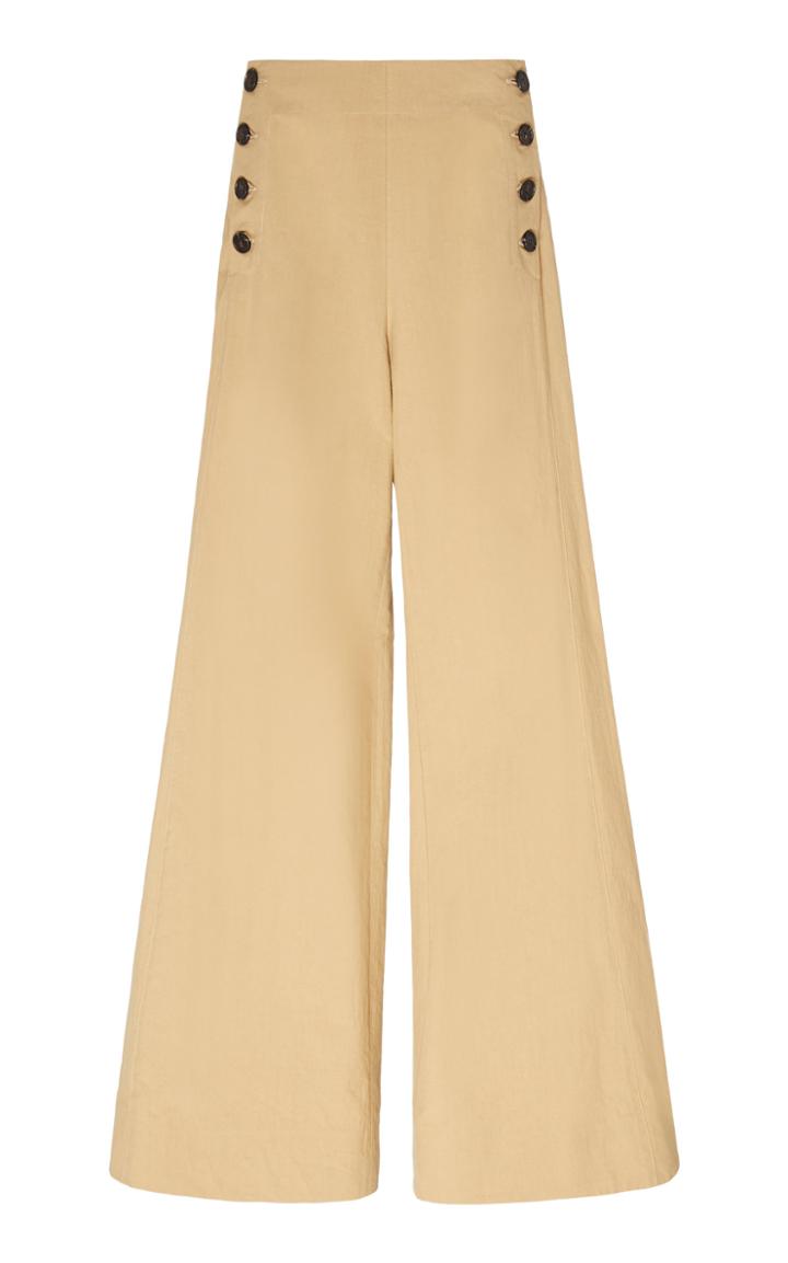 Moda Operandi Rosie Assoulin Button-detailed Cotton Wide-leg Pants Size: 0