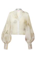Moda Operandi Alejandra Alonso Rojas Puffed Sleeve Silk Blouse