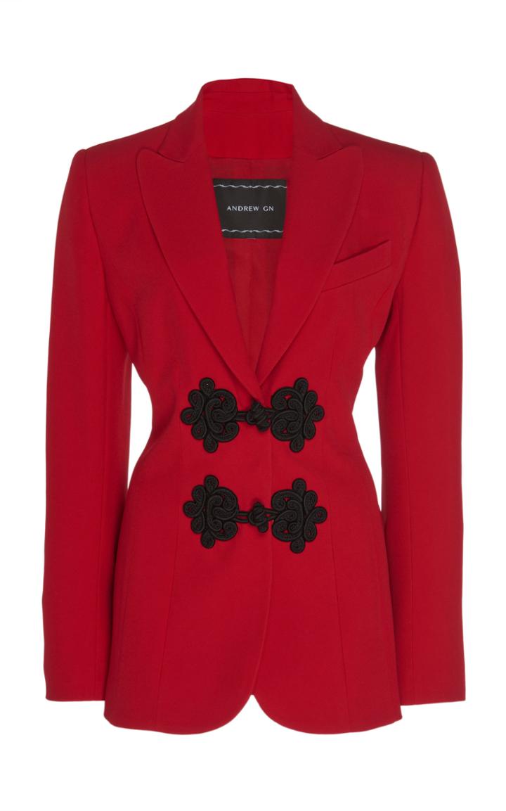 Andrew Gn Guipure Lace-trimmed Crepe Blazer Size: 38