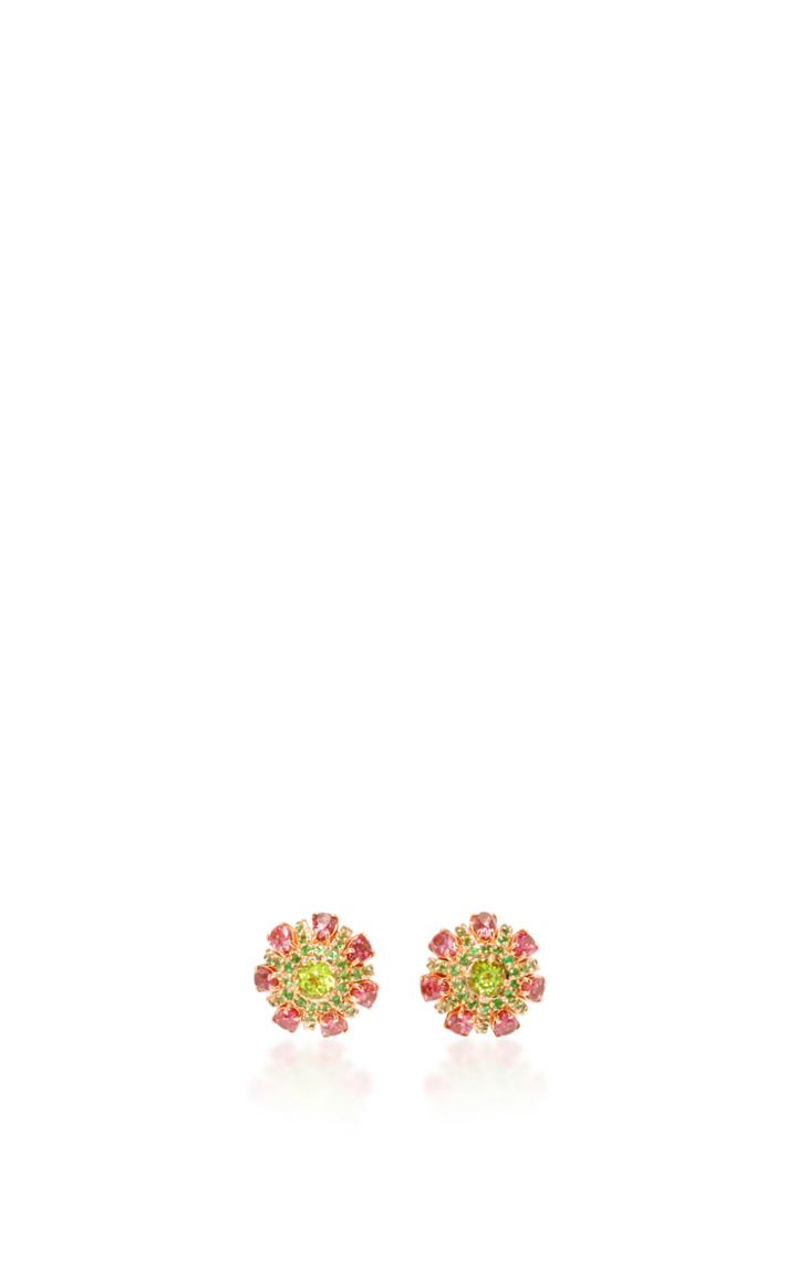 Carla Amorim Red Peridot Button Earrings