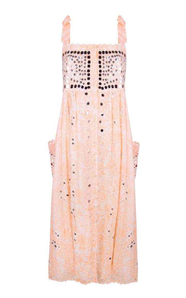 Moda Operandi Juliet Dunn Tie Shoulder Dress With Neon Orange Block Print