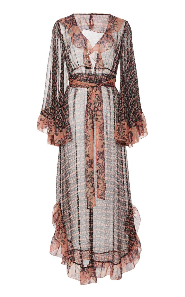 Anna Sui Blooms Crinkle Chiffon Duster