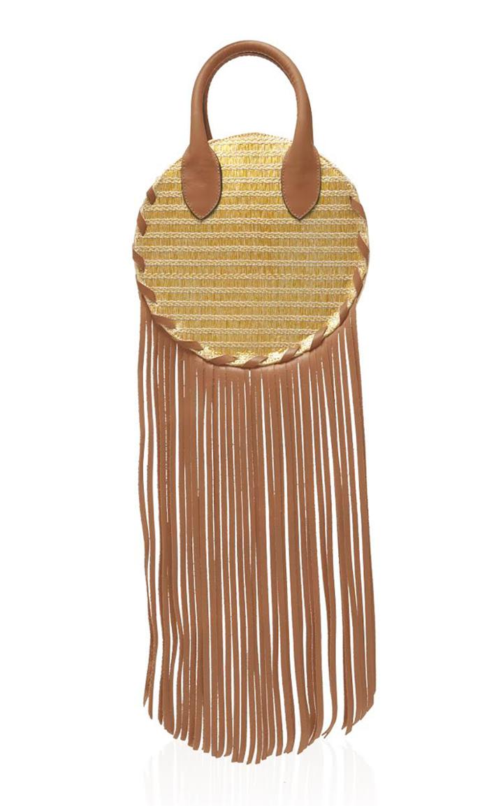 Poolside Small Metallic Raffia Tote With Fringe