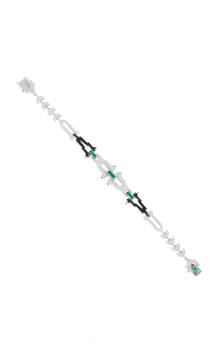 Nikos Koulis Yesterday Bracelet With Pav White Diamonds Emerald Baguettes And Black Enamel